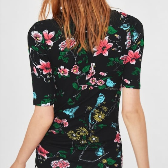 Zara Printed Shirt With Gathered Details - NWT - Picture 4 of 8